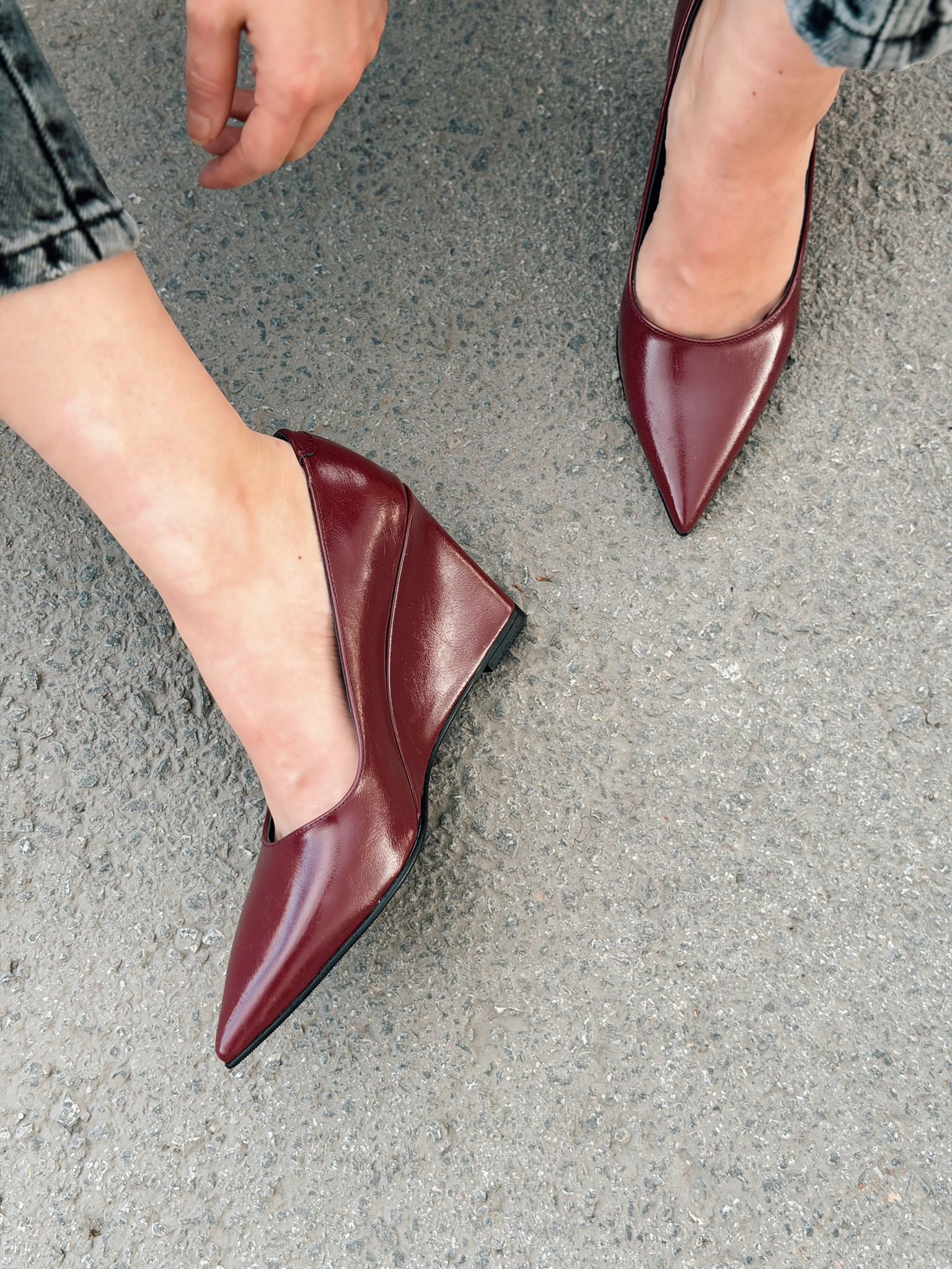 Mariel Bordeaux Faux Leather Platform Stiletto Pumps