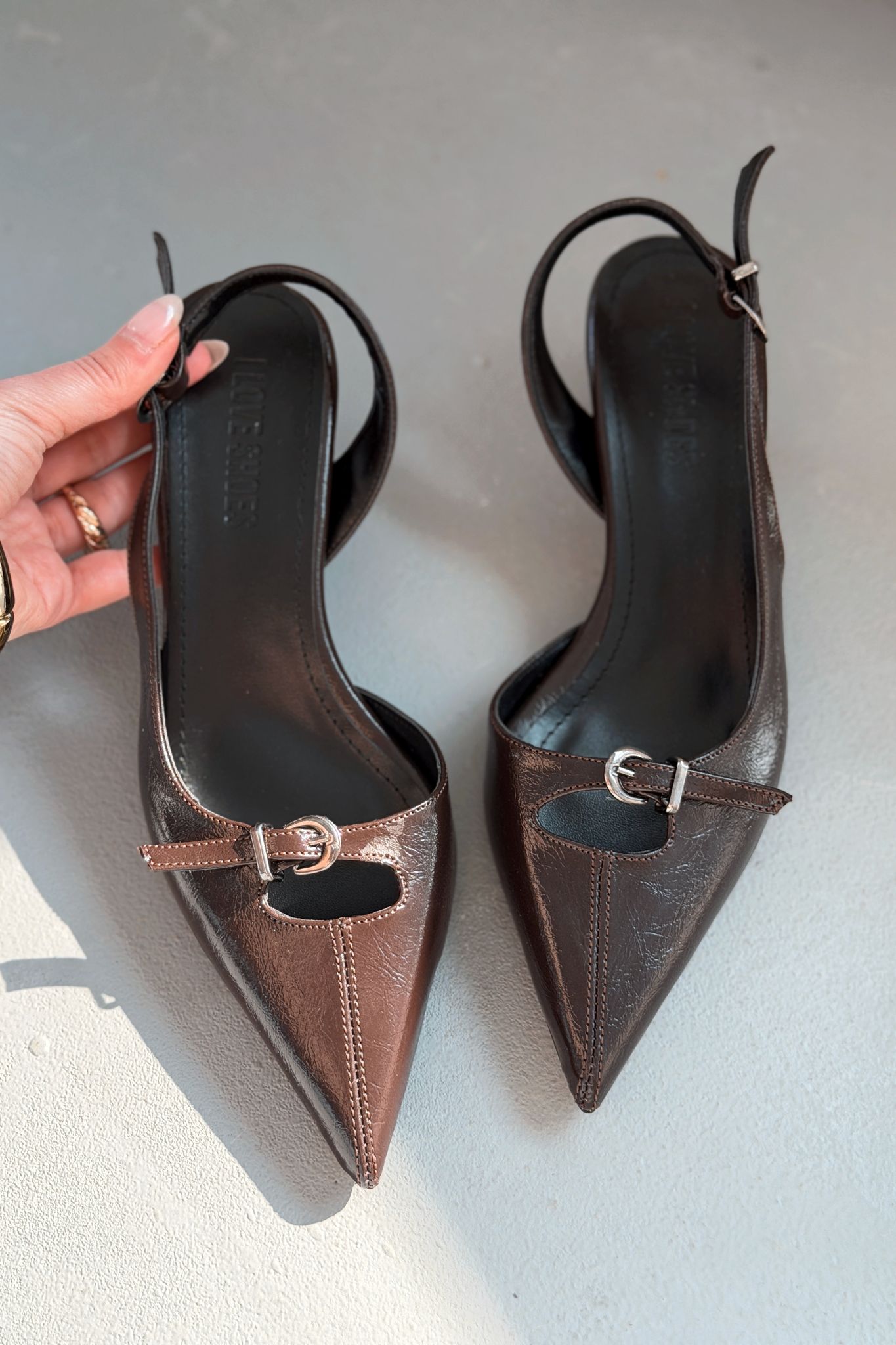 Norin Light Brown Crinkled Faux Leather Women's Stilettos