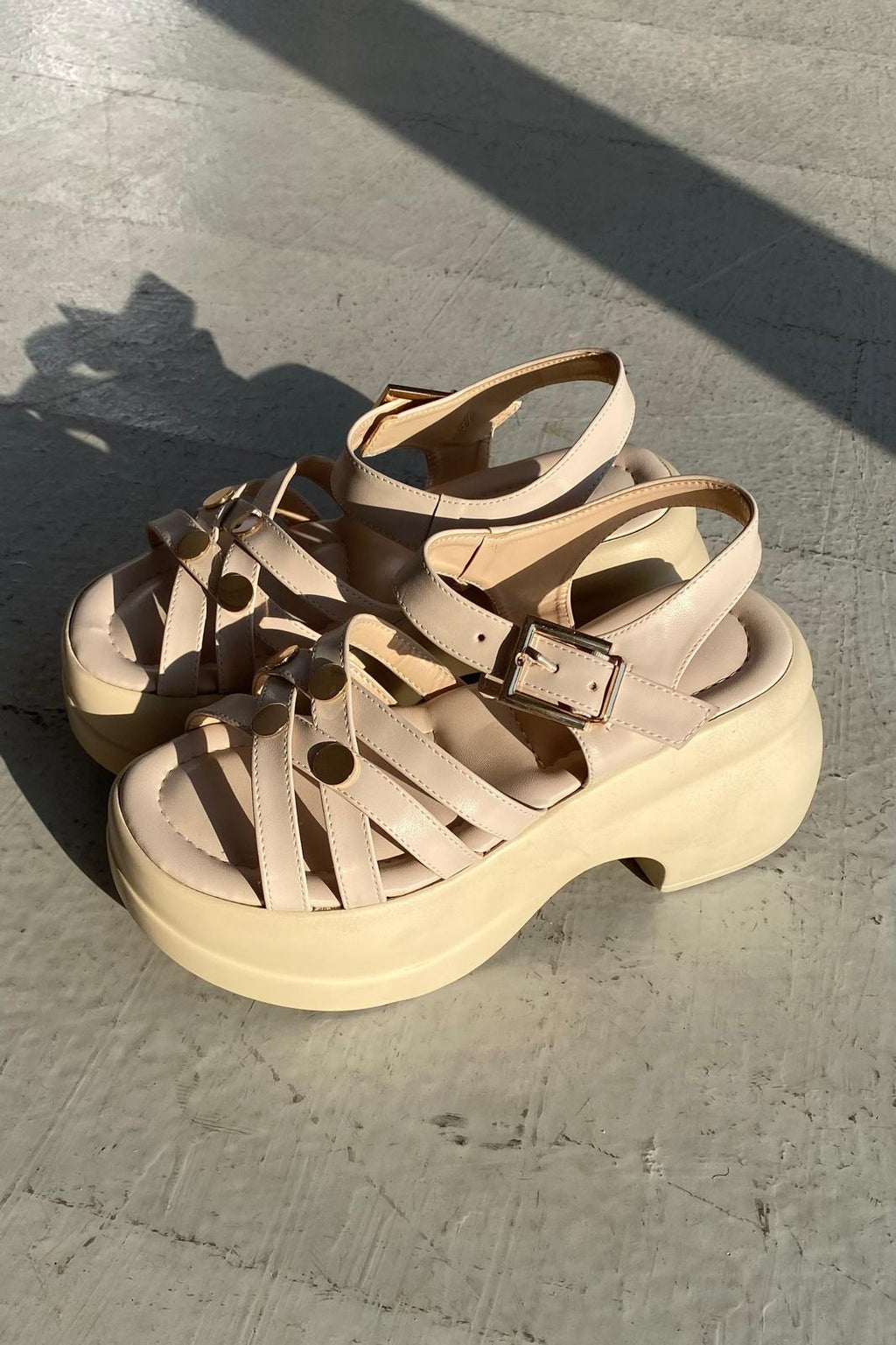 Tonels Beige Faux Leather Platform Women's Sandals