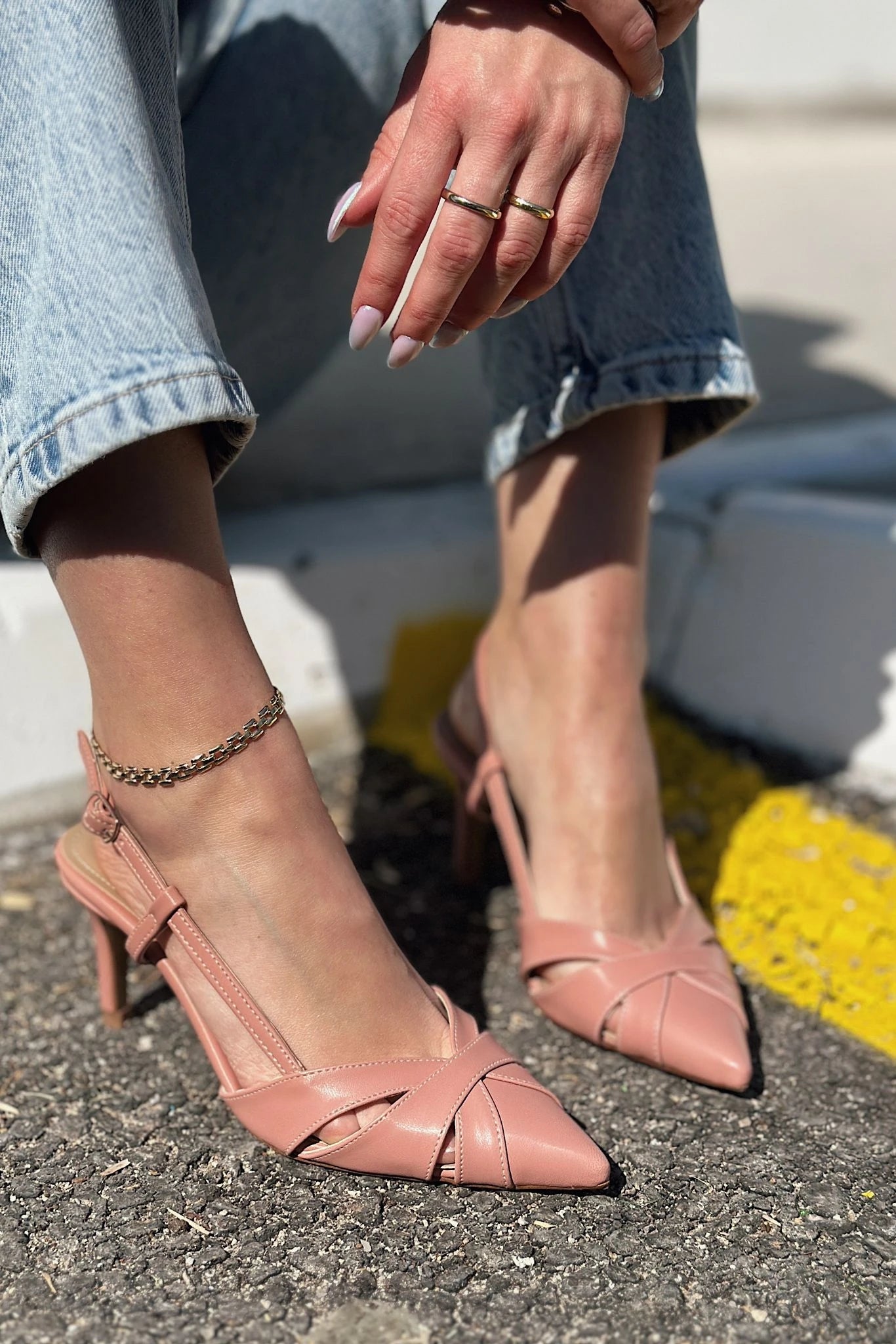 Peraps Blush Faux Leather Women's Stilettos