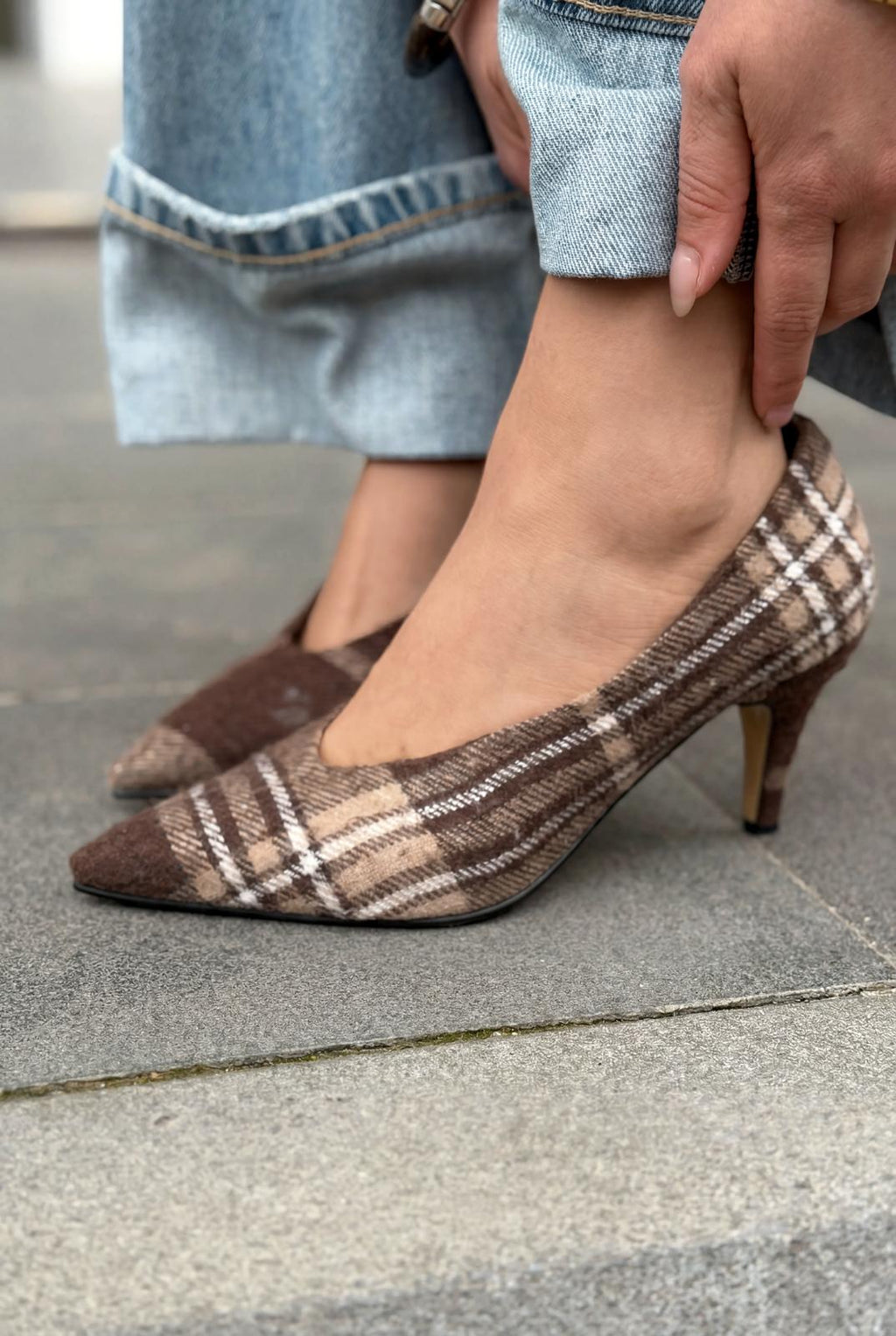 Kairo Brown Tweed Fabric Women's Stiletto
