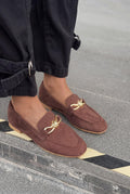 Avelis Light Brown Suede Bow Detail Women's Loafers