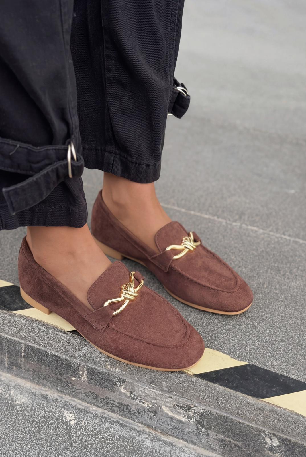Avelis Light Brown Suede Bow Detail Women's Loafers