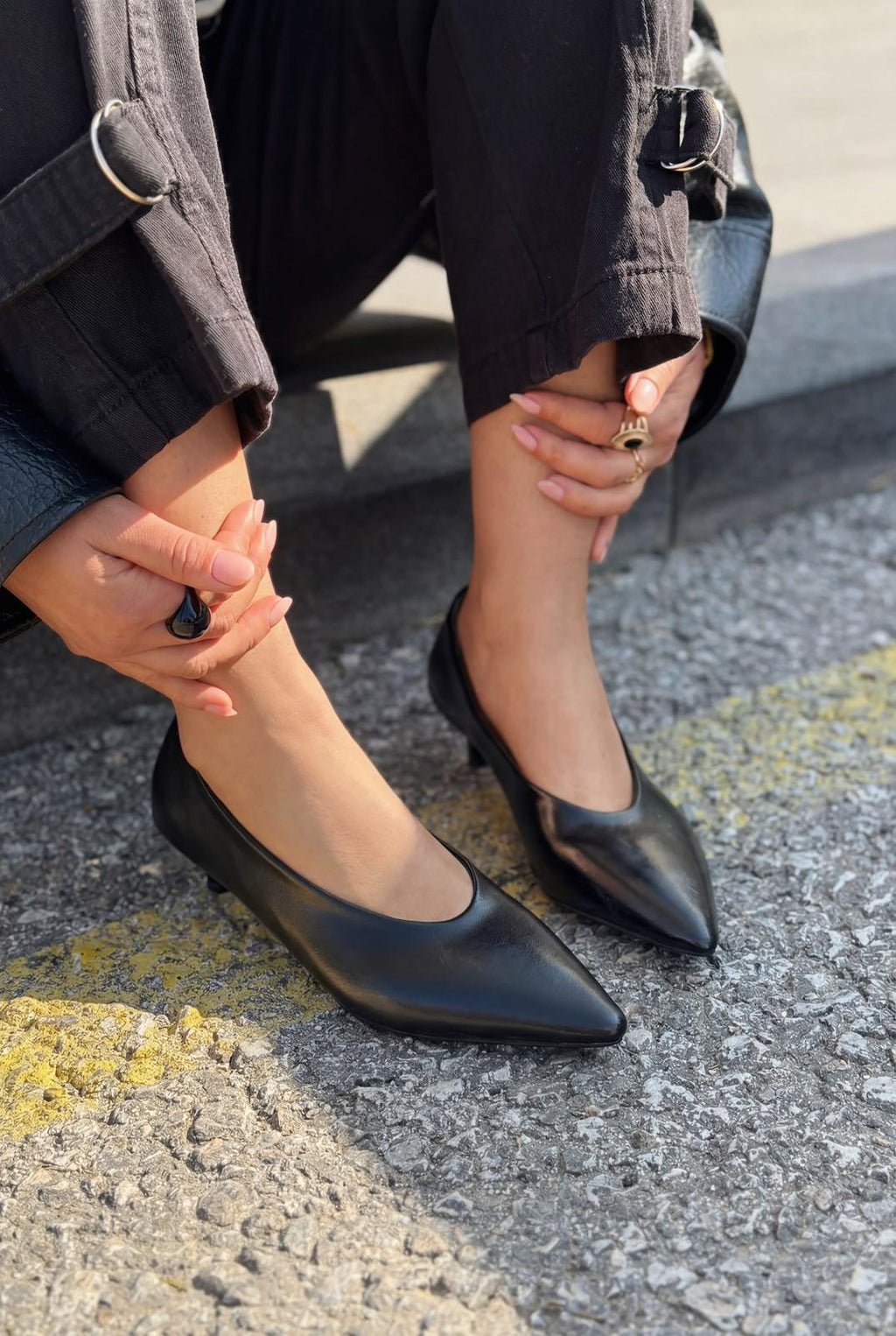 Seranis Black Faux Leather Women's Stilettos