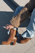 Sionsa Camel Faux Leather High Heel Boots