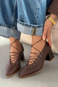 Temora Dark Brown Faux Leather Women's Pumps