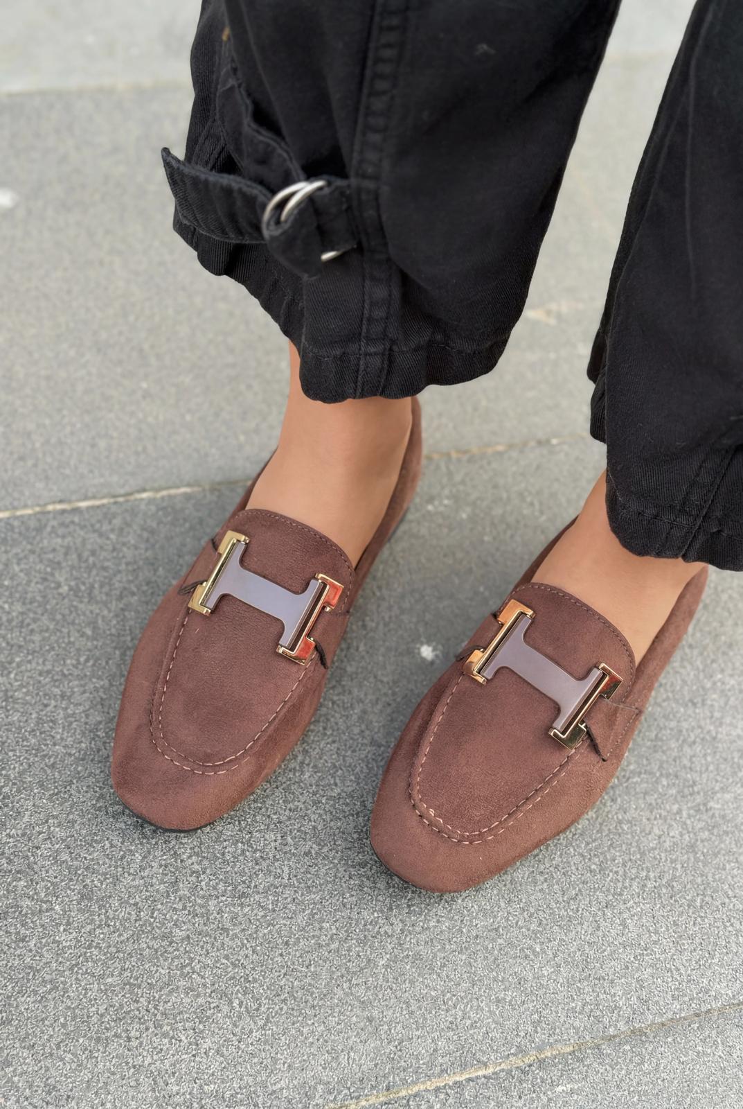 Elara Dark Brown Suede Women's Loafers