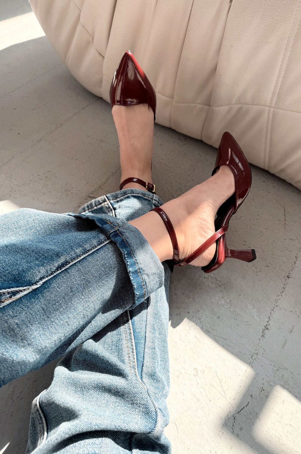 Rivara Burgundy Patent Faux Leather Women's Pumps