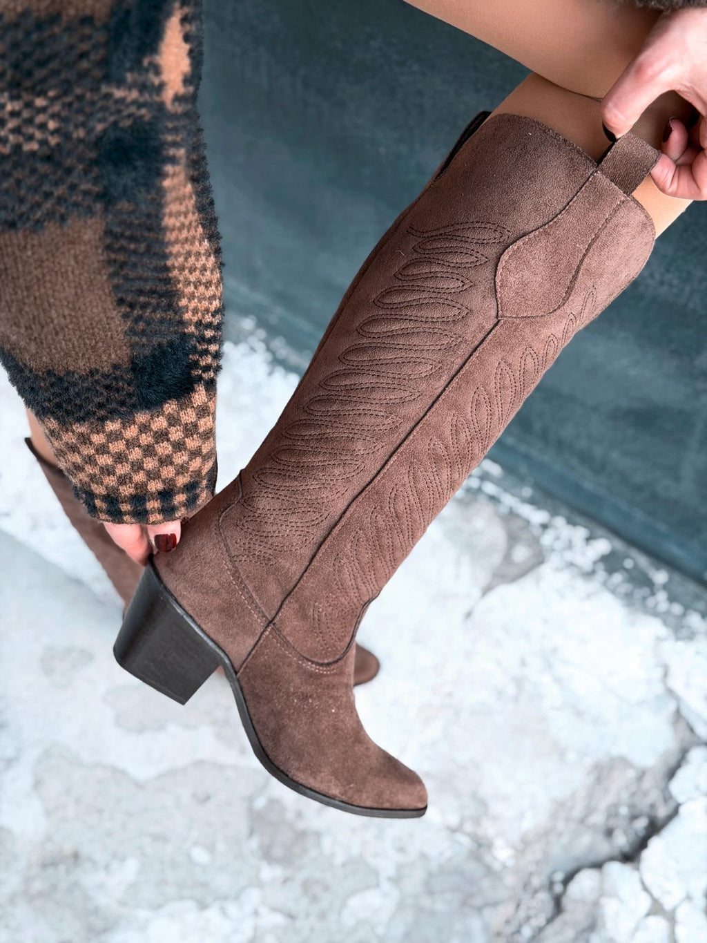 Marvett Brown Suede Women's Cowboy Boots