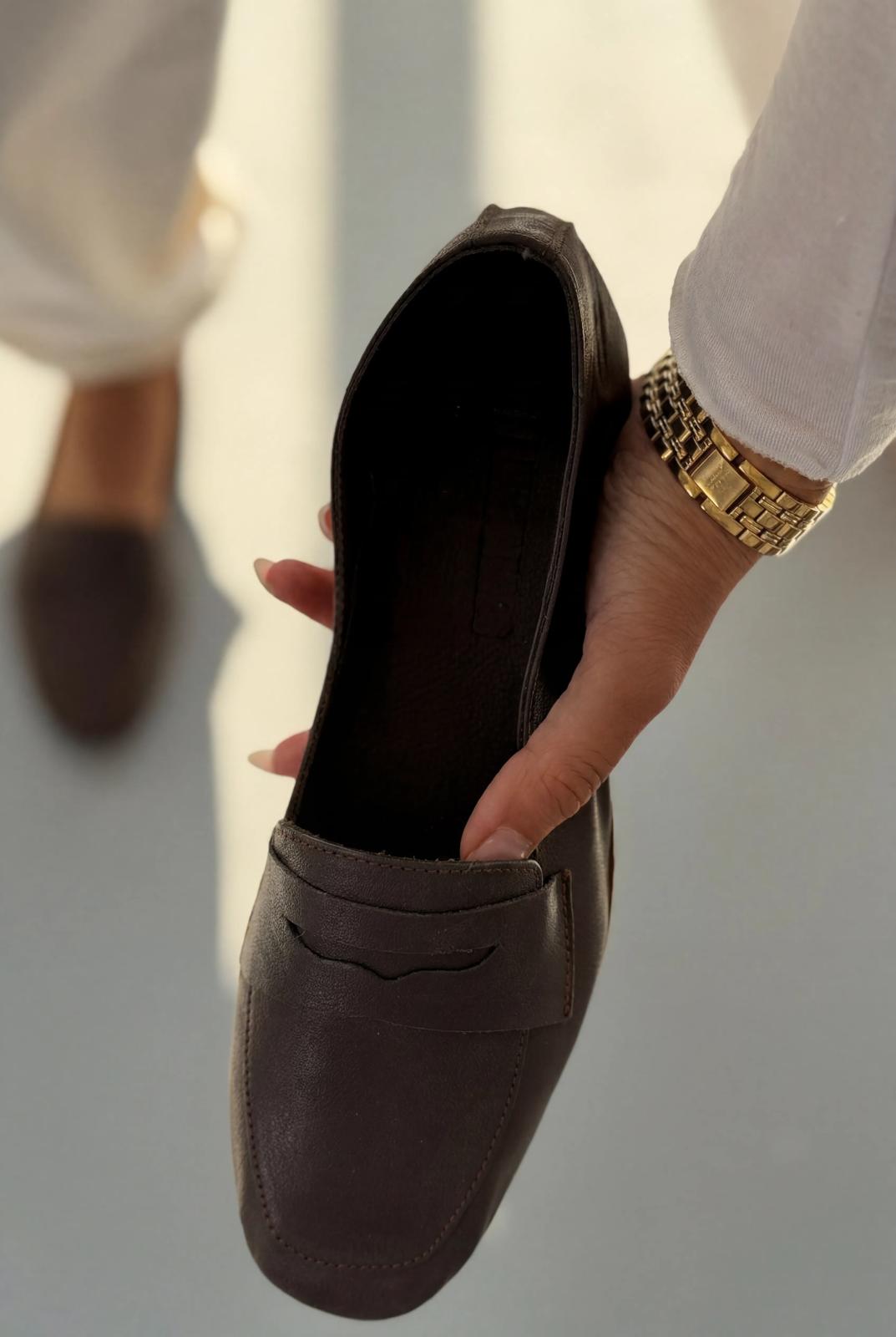 Melniel Light Brown Genuine Leather Women's Loafers
