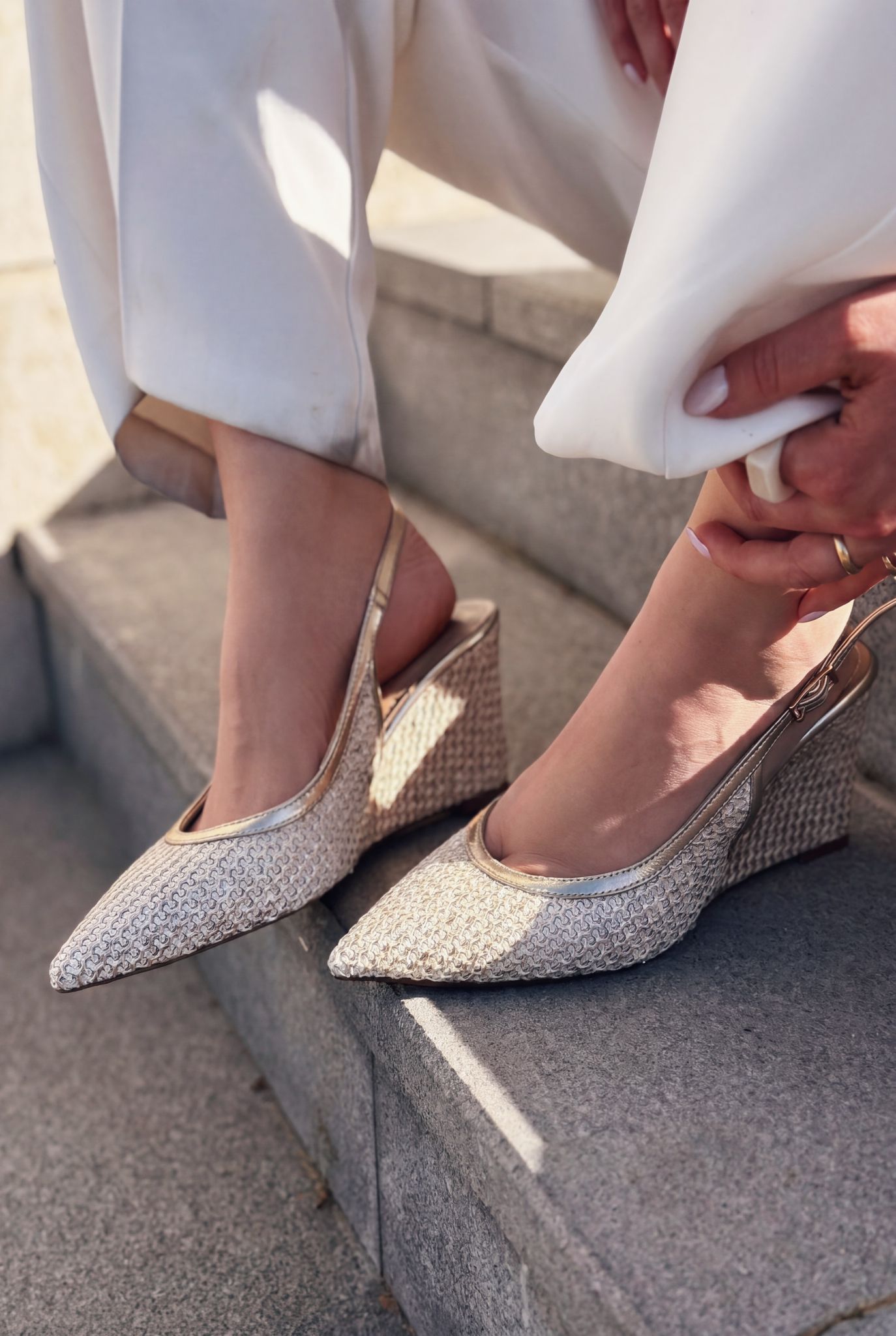 Solthera Gold Woven Women's Stilettos