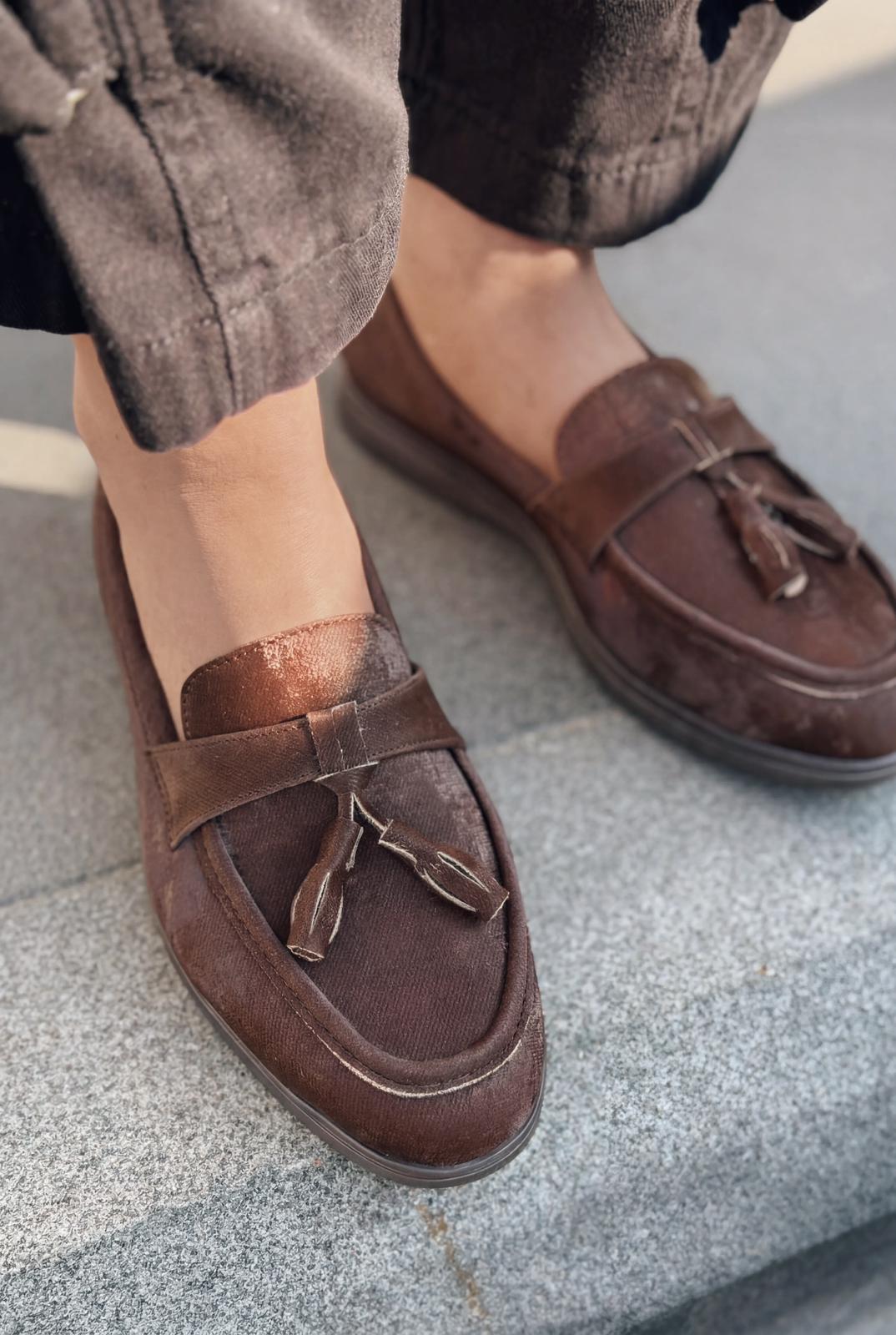 Yorvik Dark Brown Satin Women's Loafers