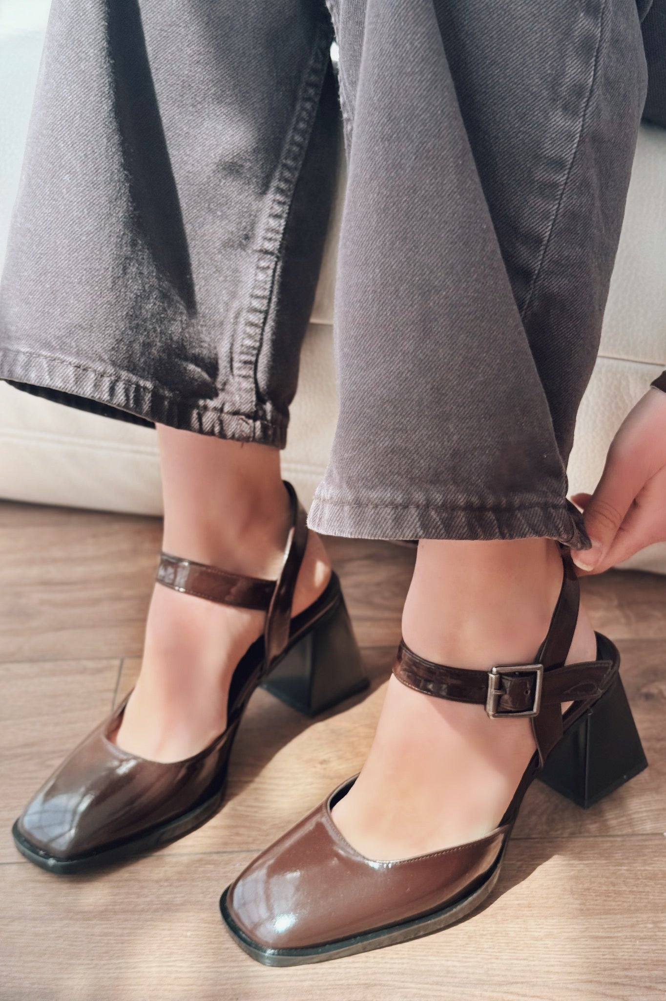 Melora Light Brown Patent Faux Leather Women's Mary Jane