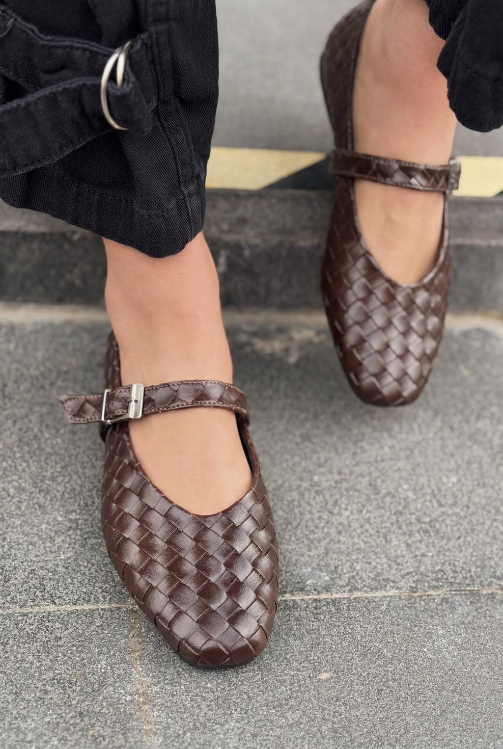Vespera Dark Brown Faux Leather Women's Flats