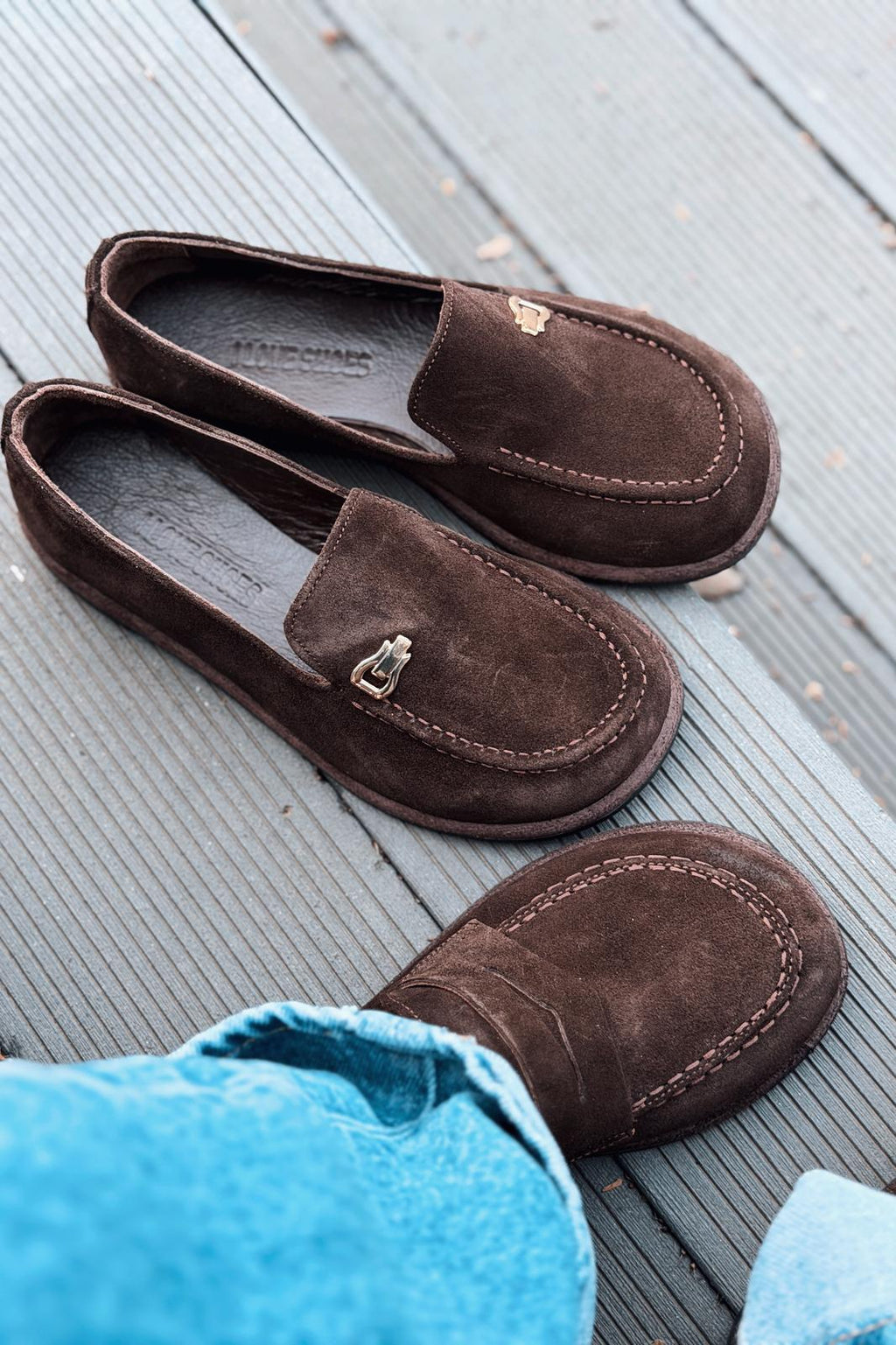 Rasen Dark Brown Genuine Suede Women's Loafers