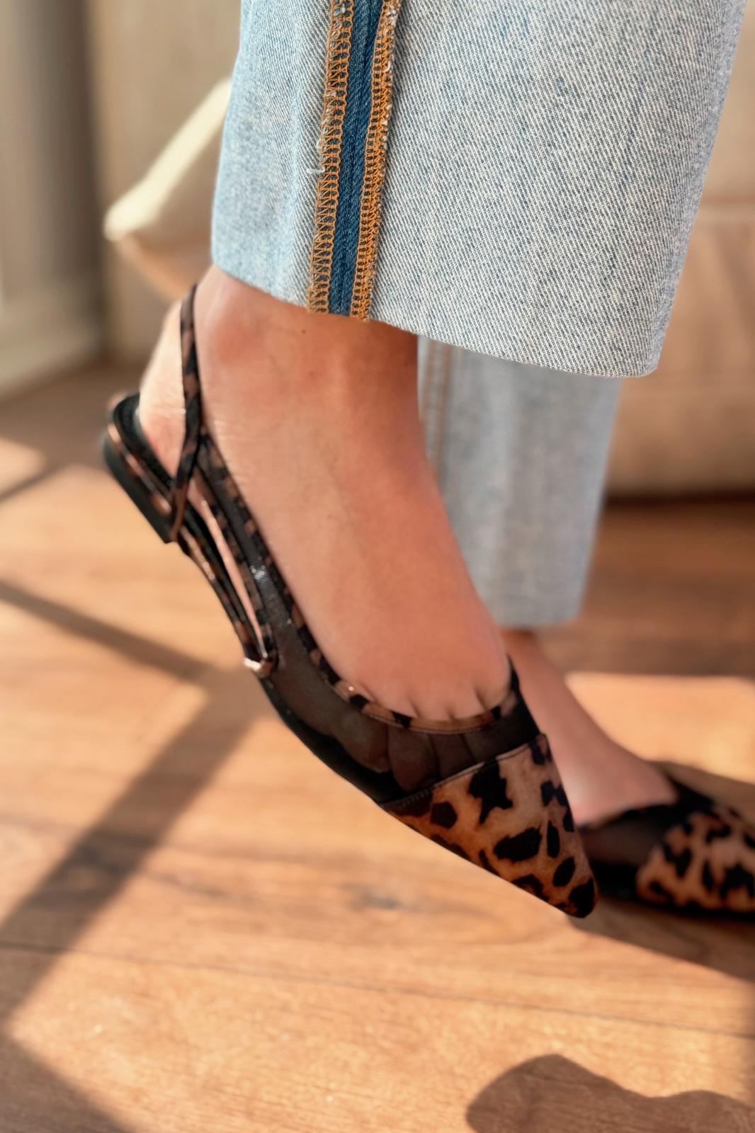 Wonels Leo Pattern Satin Mesh Women's Flats