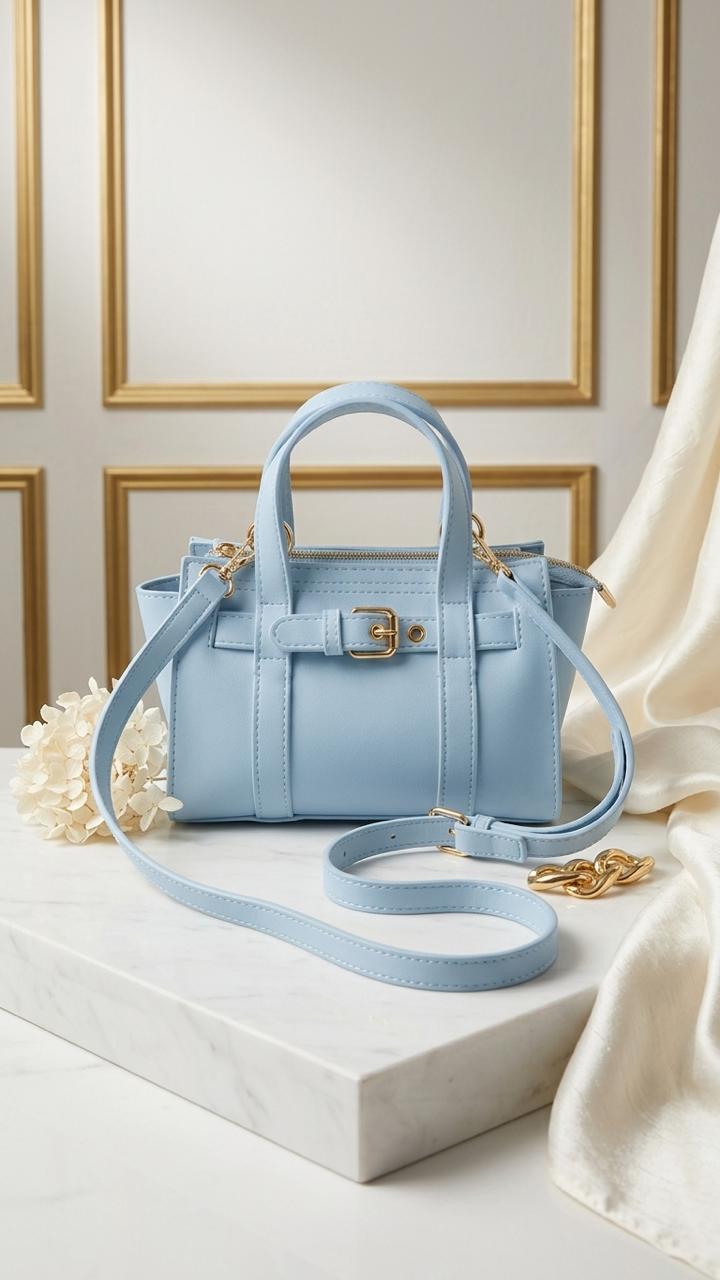 Norev women's handbag Baby Blue faux leather