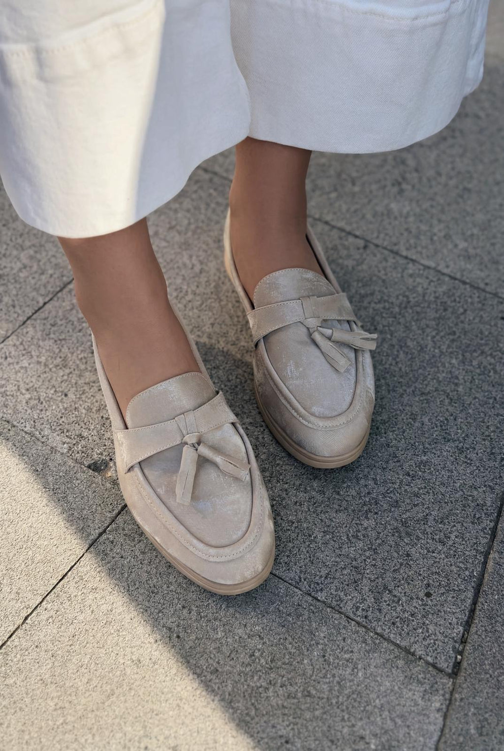 Yorvik Beige Satin Women's Loafers