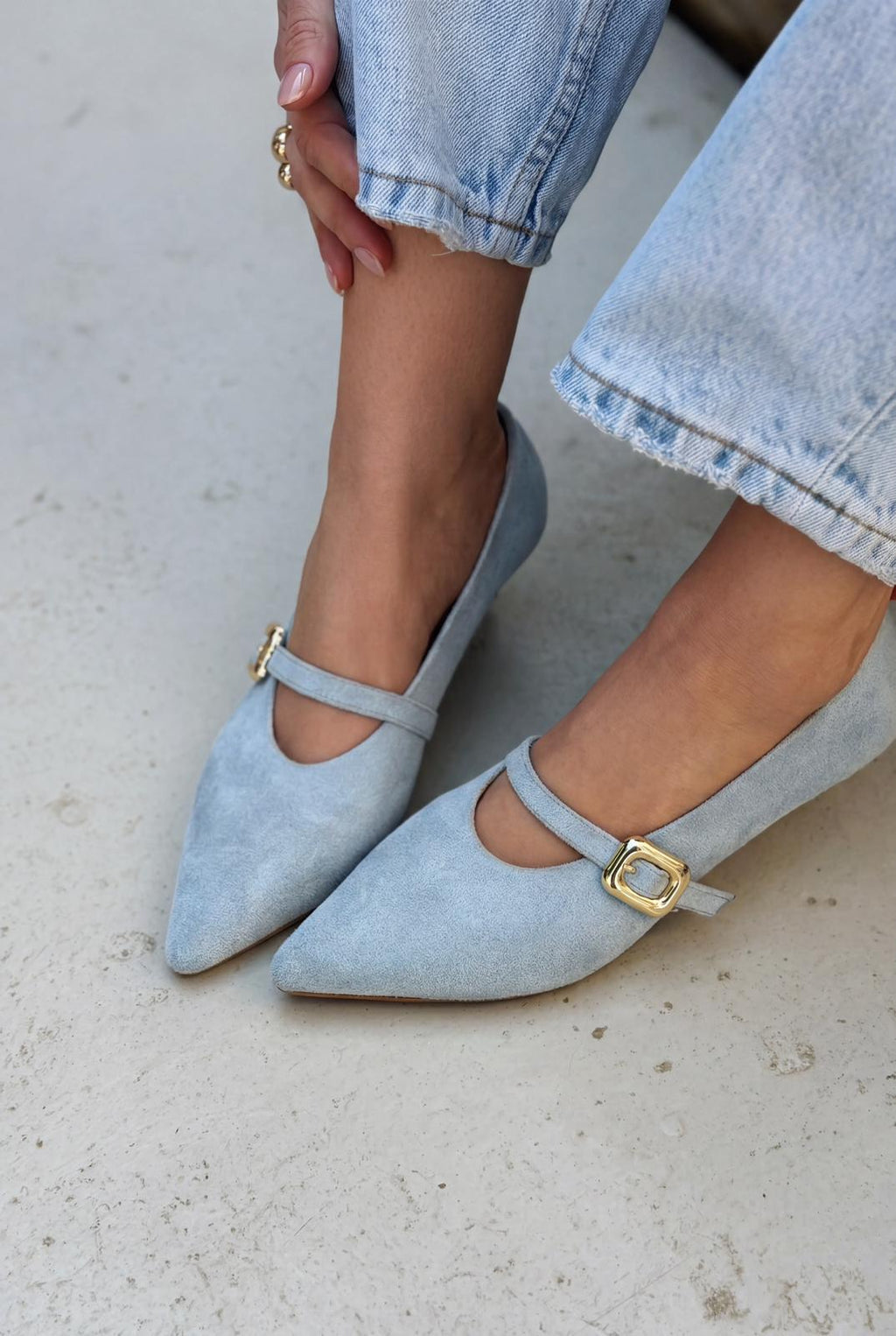 Karden Baby Blue Suede Women's Stilettos