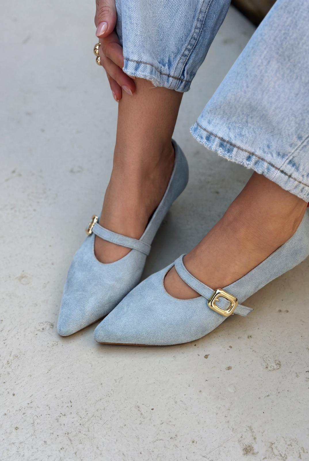 Karden Baby Blue Suede Women's Stilettos