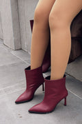 Elarin Women's Bordeaux Faux Leather Pumps Boots