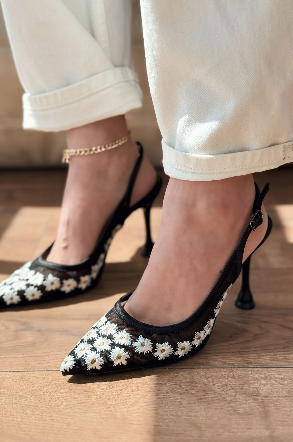 Dasewi Black Mesh Women's Stilettos