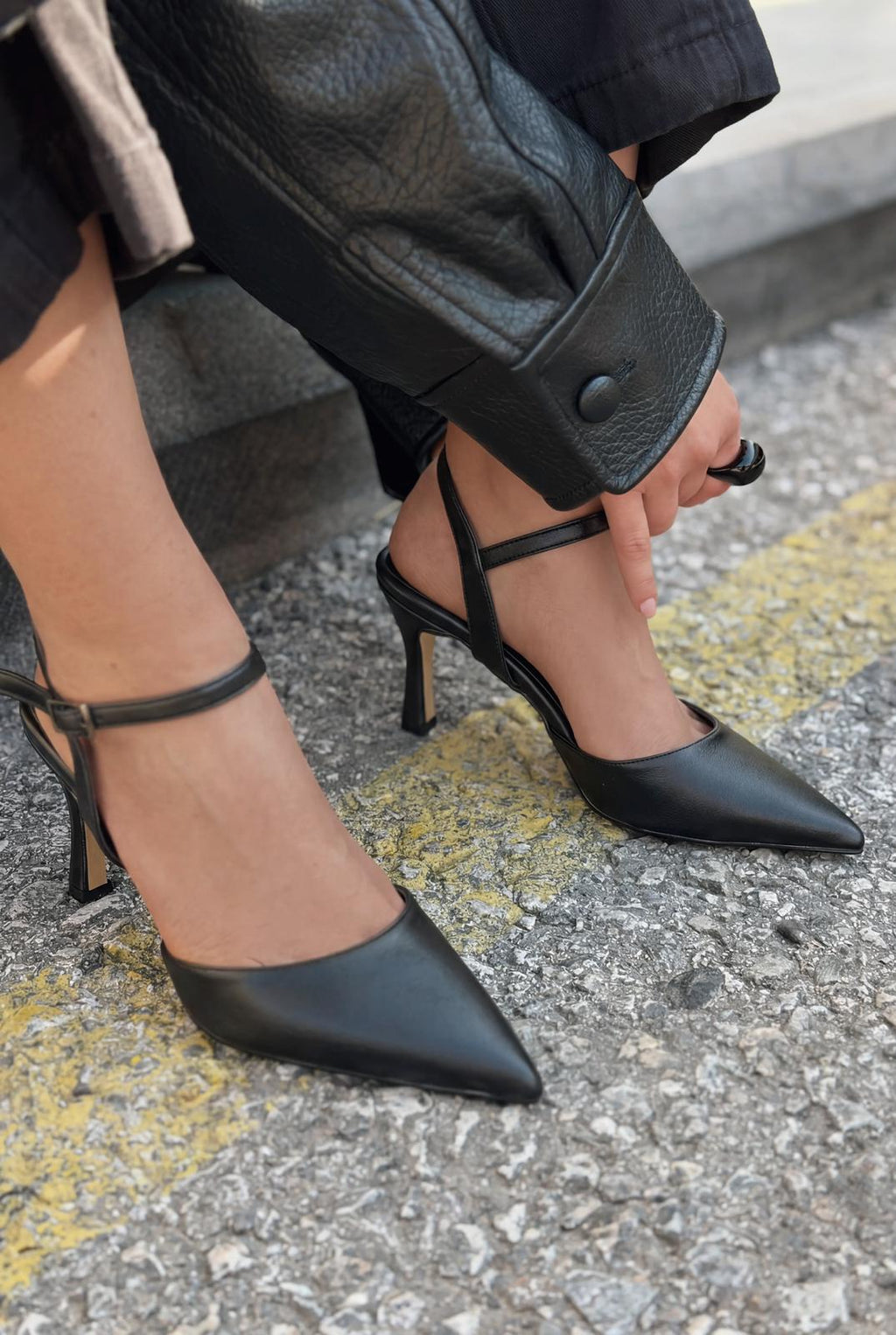 Beloria Black Faux Leather Women's Stilettos