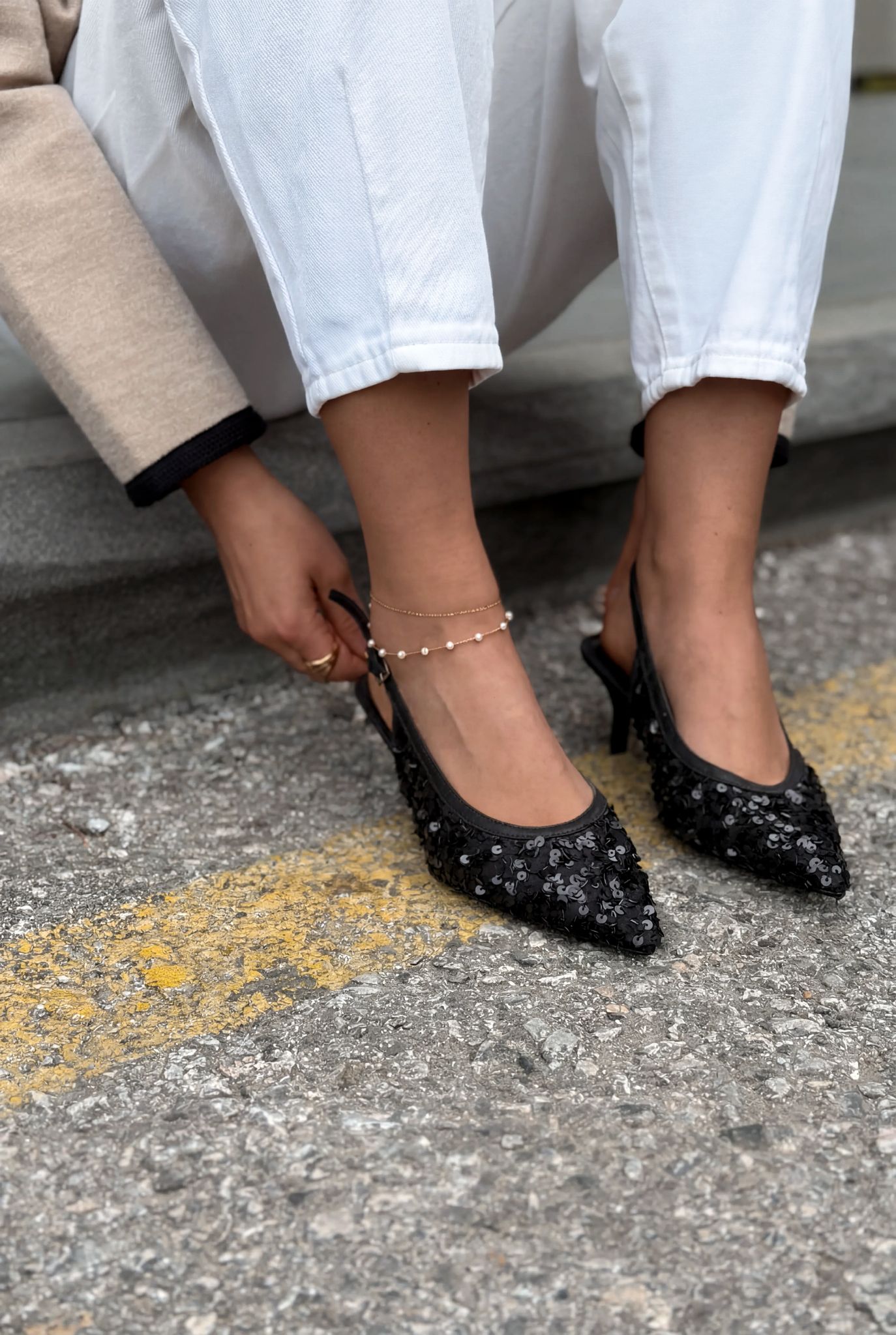 Selorine Black Sequin Women's Stilettos