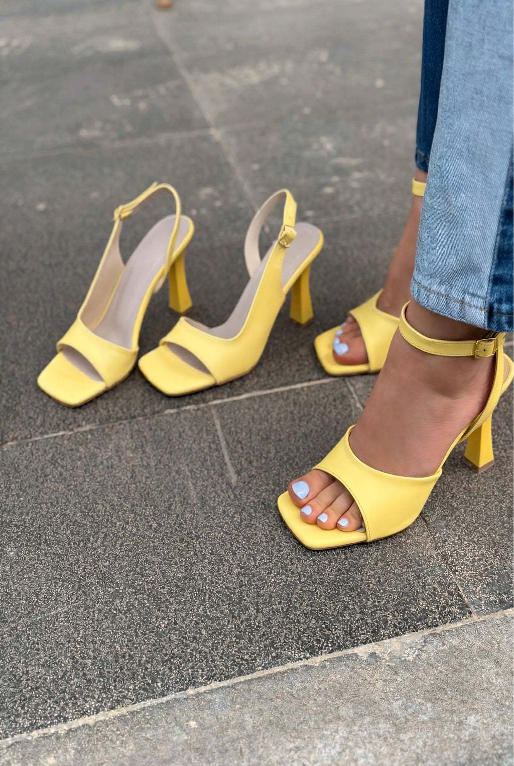 Velniel Yellow Faux Leather Women's Pumps Sandals