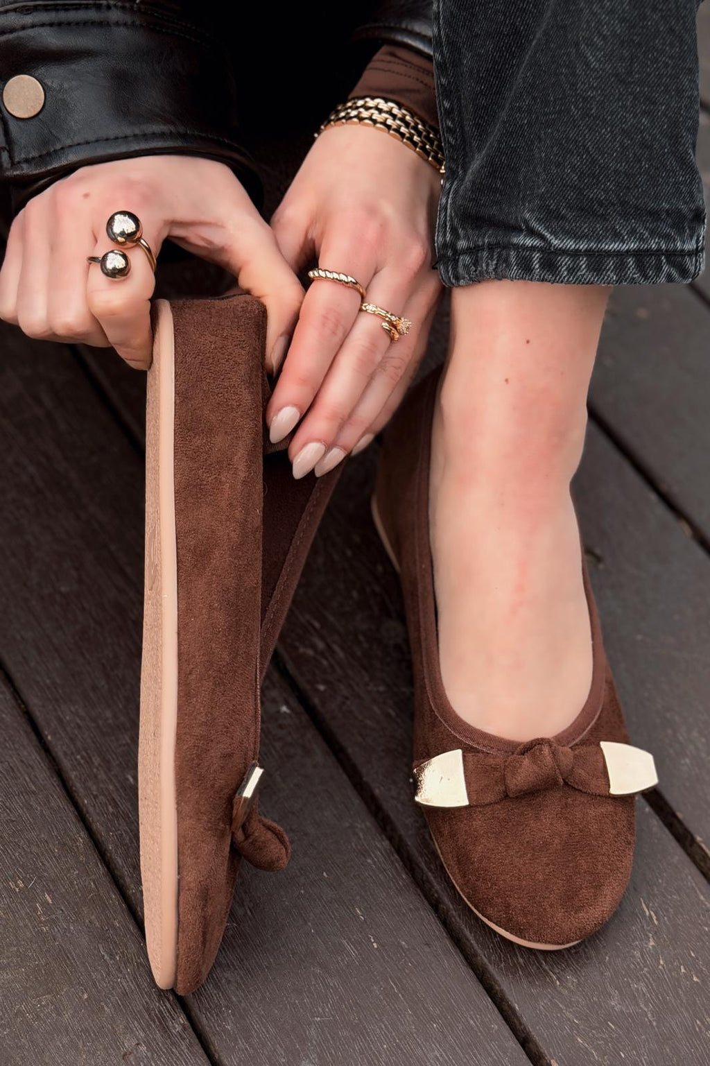 Orphel Light Brown Suede Women's Wedge Heel Flats