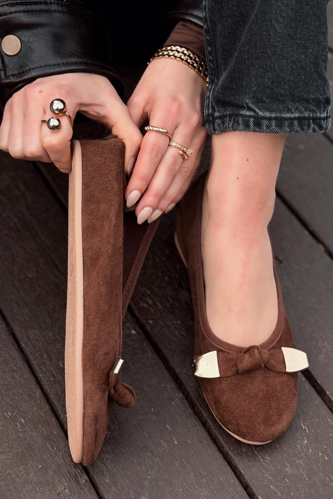 Orphel Light Brown Suede Women's Wedge Heel Flats