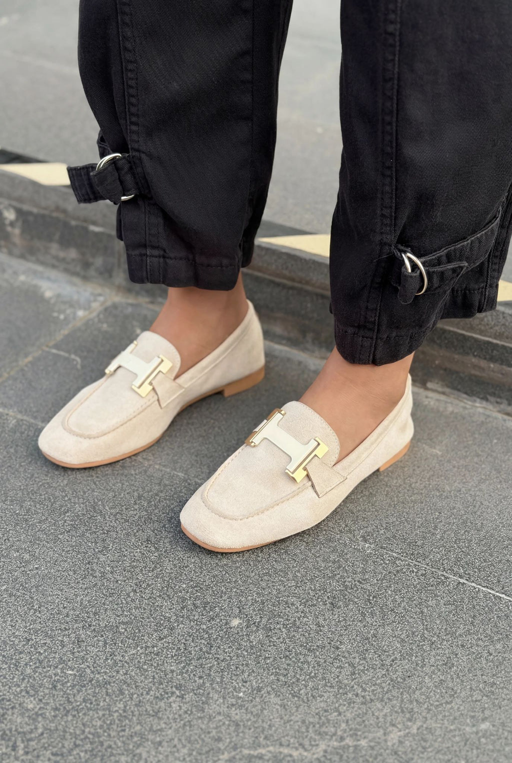 Elara Beige Suede Women's Loafers