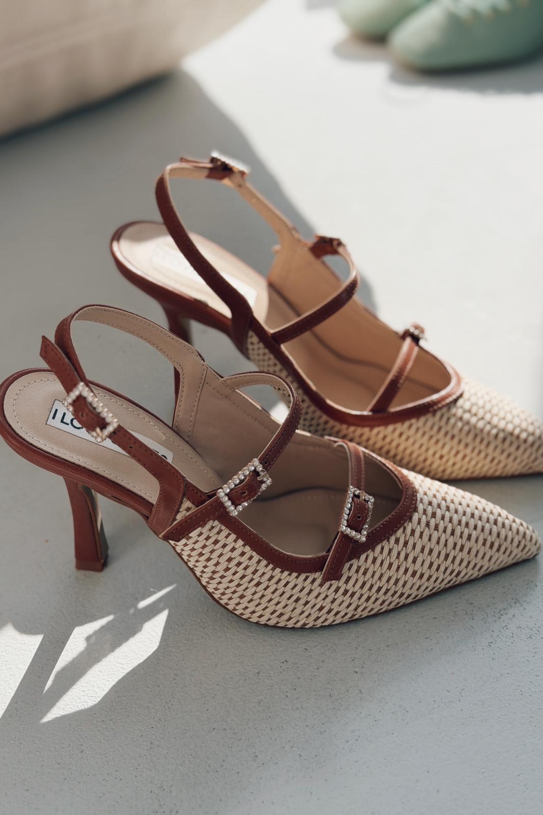 Eliore Tan Woven Women's Stilettos