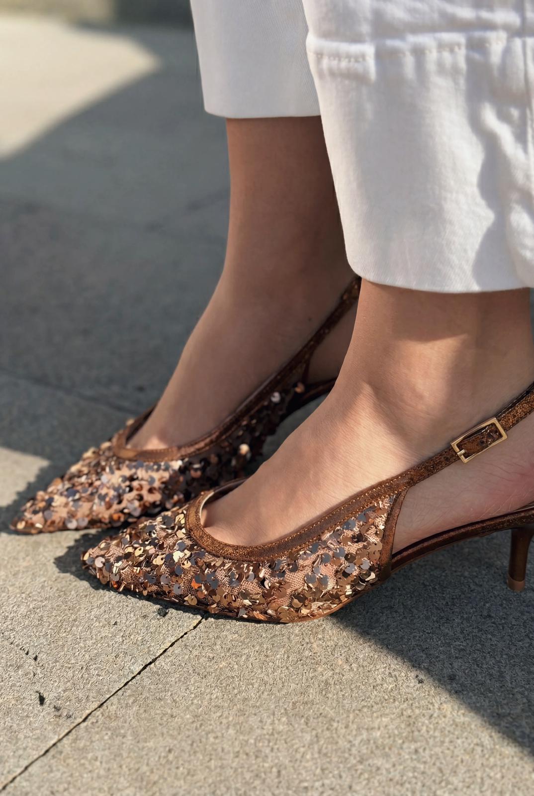 Selorine Bronze Sequin Women's Stilettos