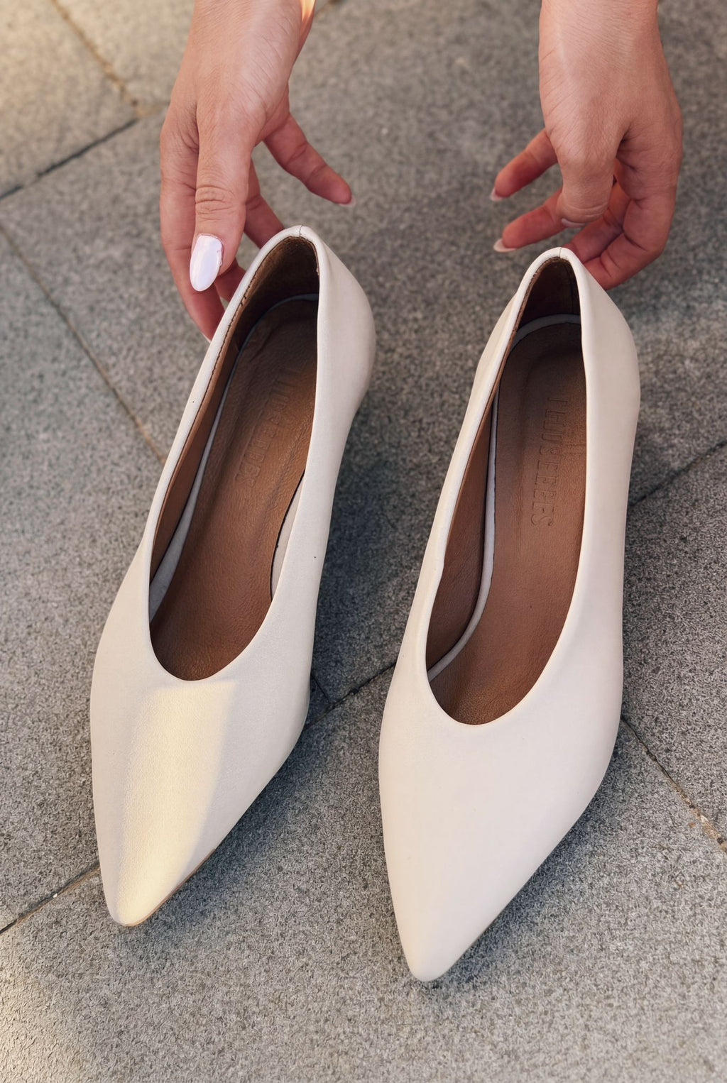 Seranis Beige Genuine Leather Faux Leather Women's Stilettos