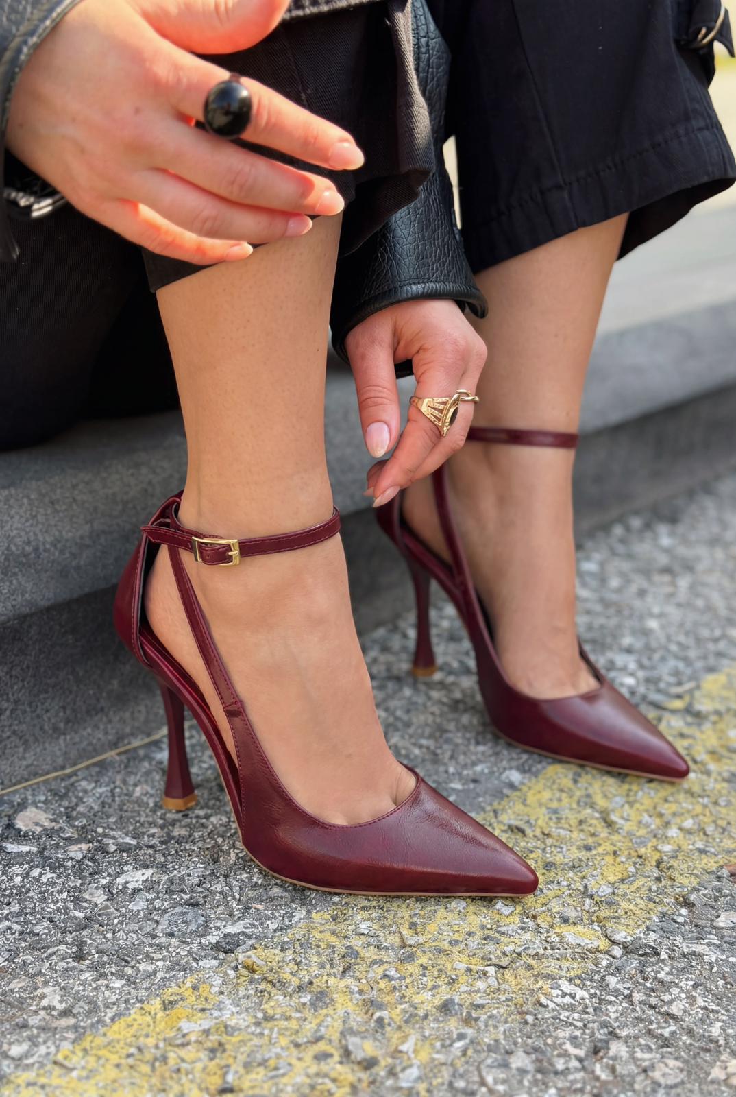 Nerole Burgundy Faux Leather Women's Stilettos