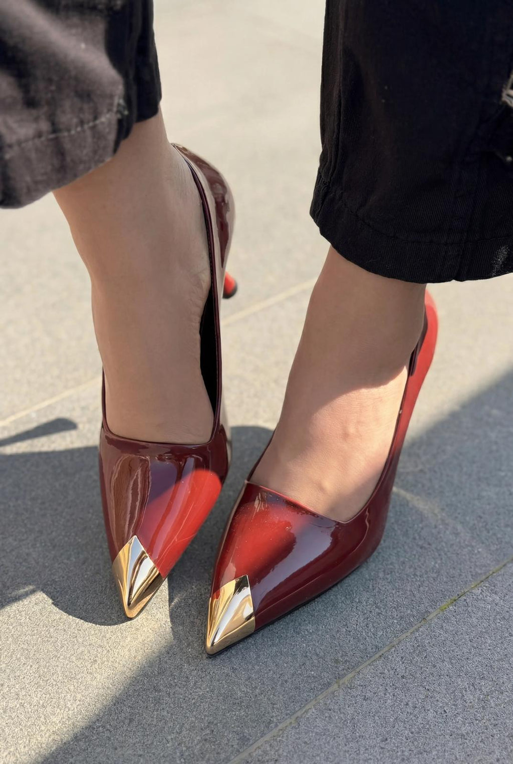 Noctra Bordeaux Patent Faux Leather Women's Stilettos
