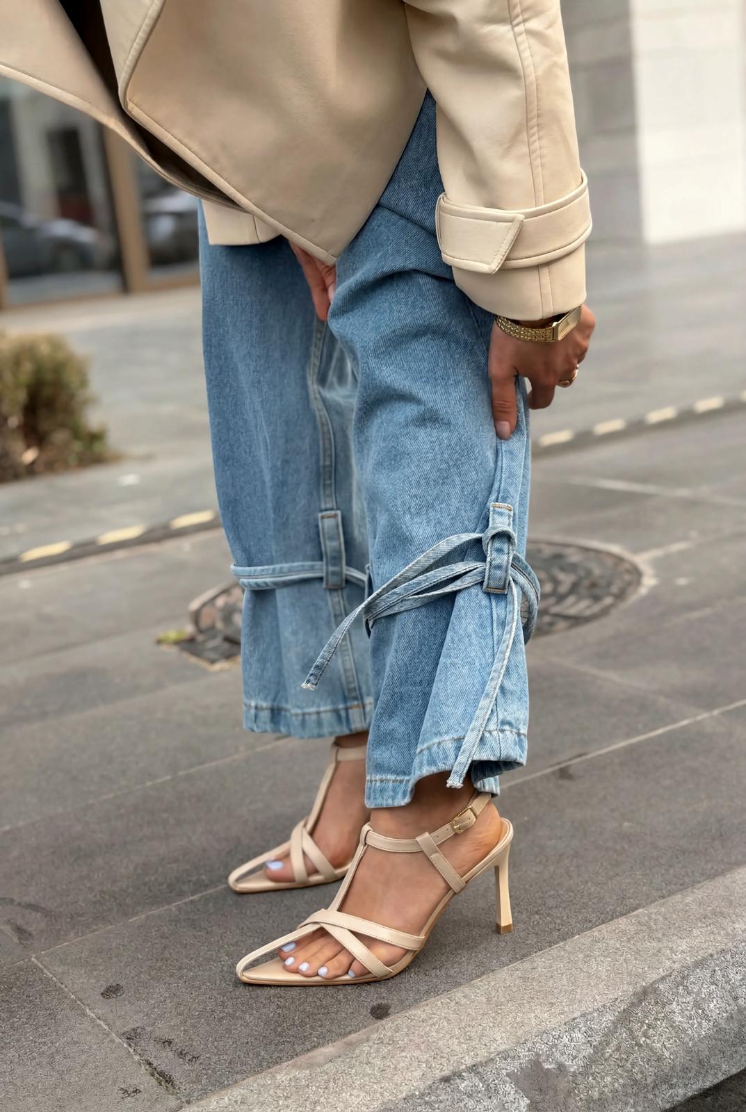 Morlen Nude Patent Faux Leather Pumps Sandals