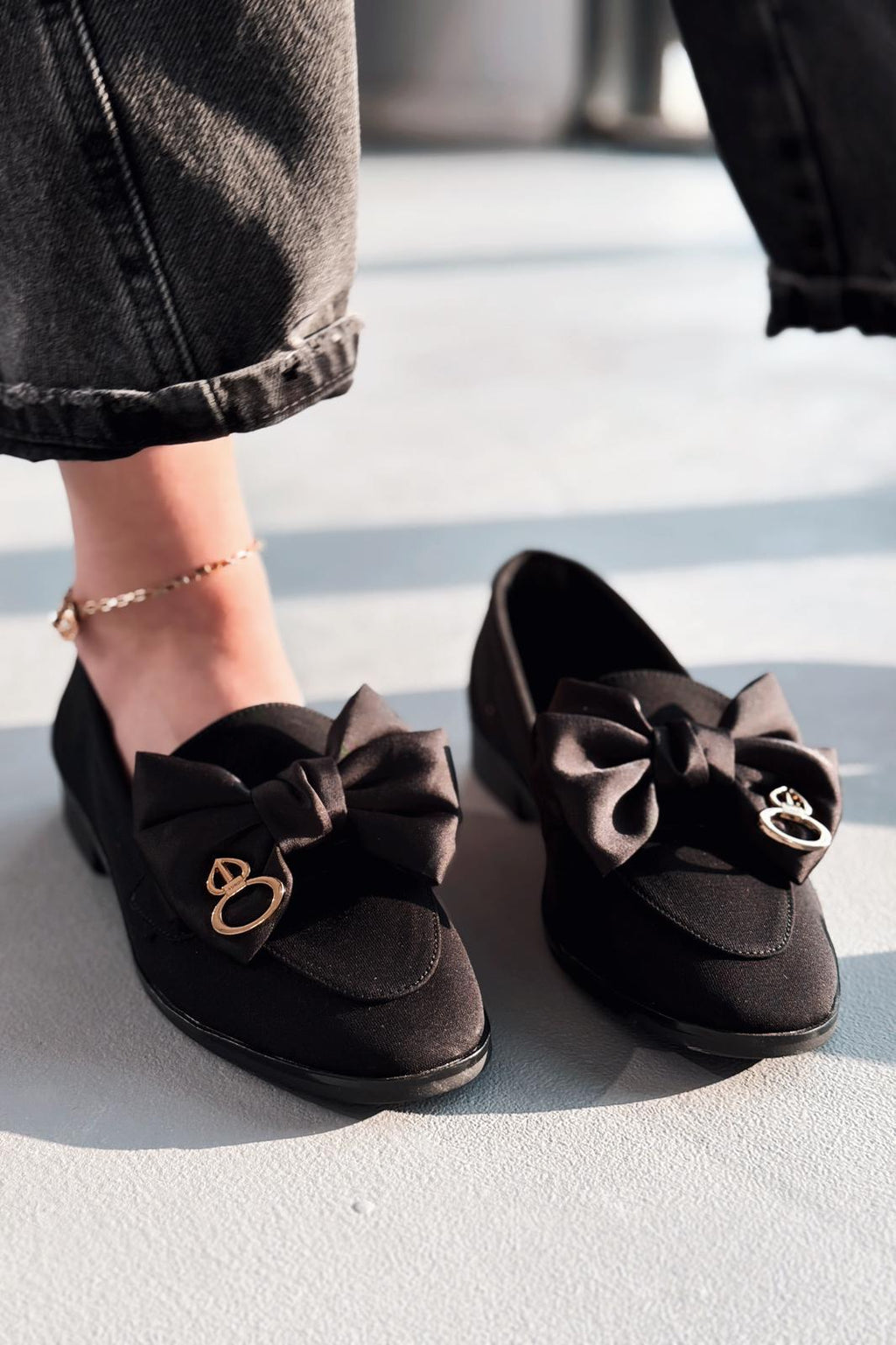Norrada Black Satin women's loafers