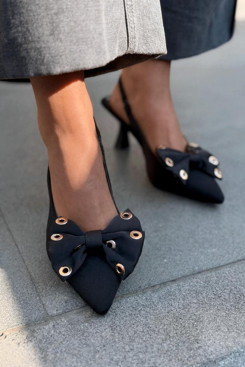 Delvonis Black Satin Women's Stilettos