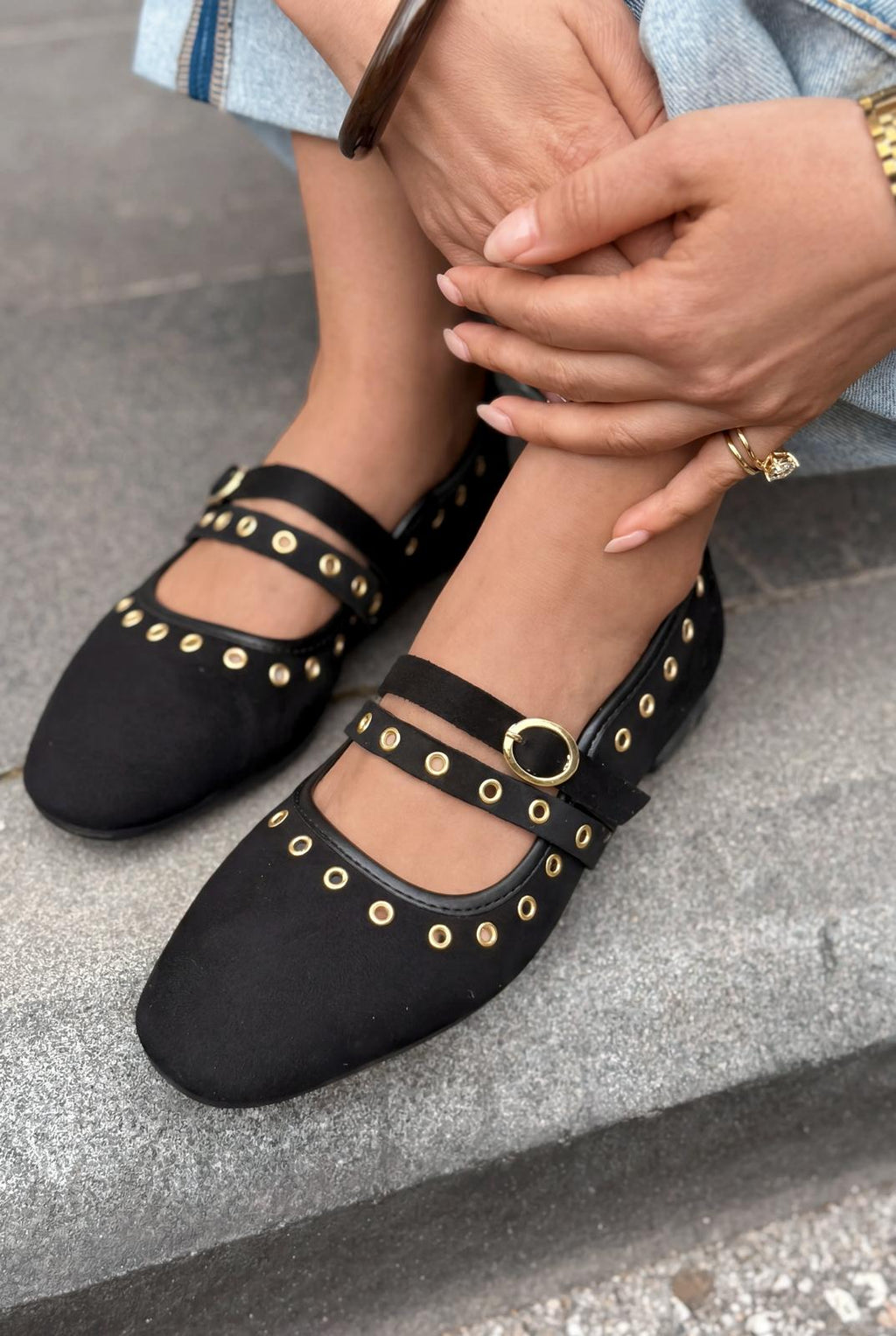 Elia Black Suede Women's Flats