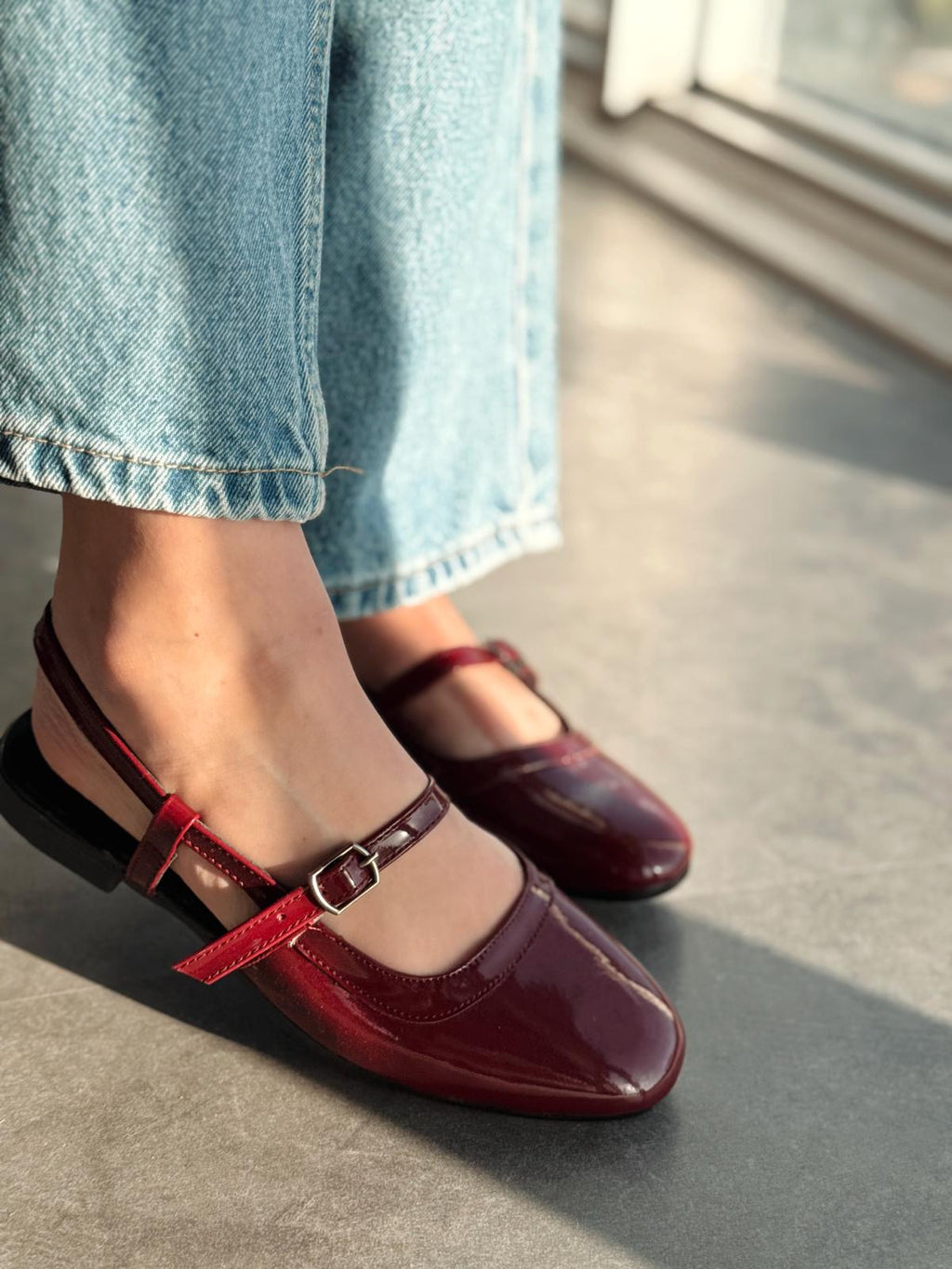 Minor Bordeaux Patent Faux Leather Women's Mary Jane