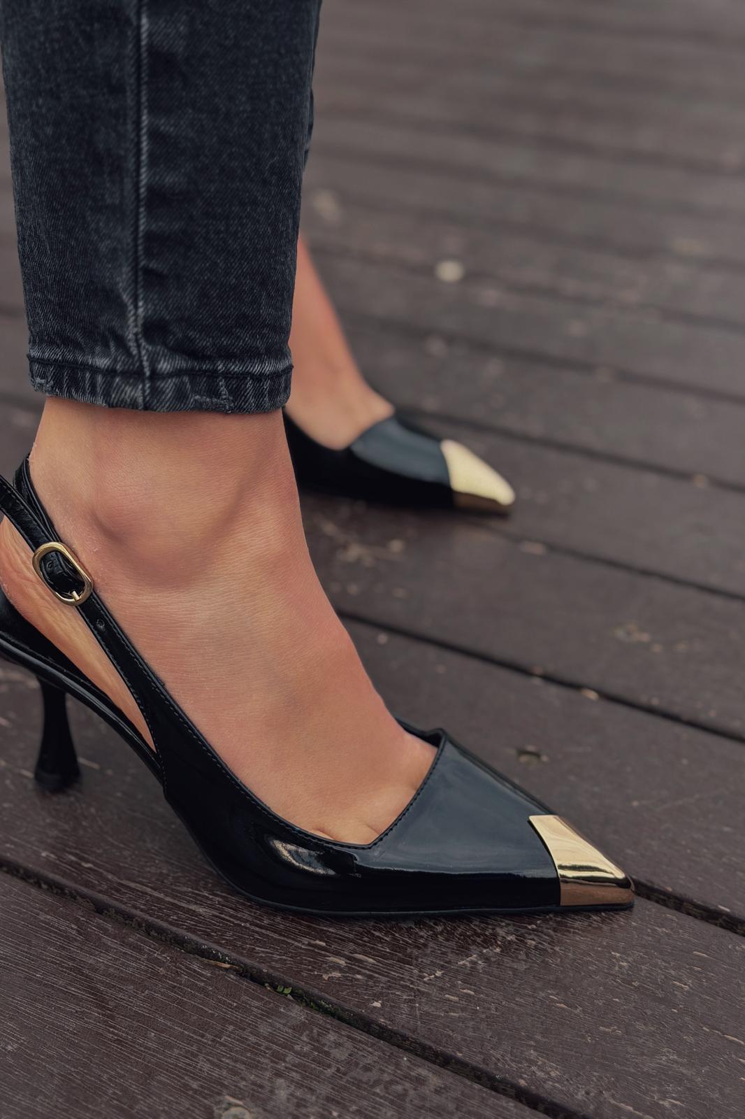 Caligo Black Patent Faux Leather Women's Stilettos