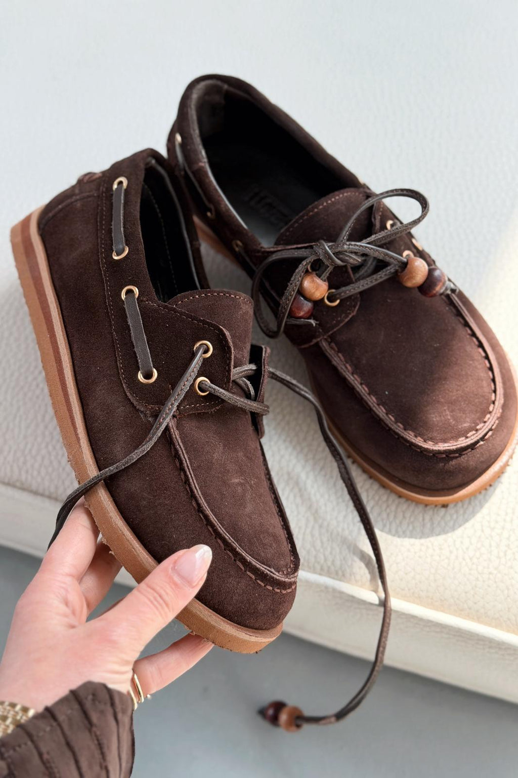 Armon Dark Brown Genuine Suede Women's Oxford Shoes