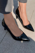 Delvion Black Patent Faux Leather Women's Stilettos