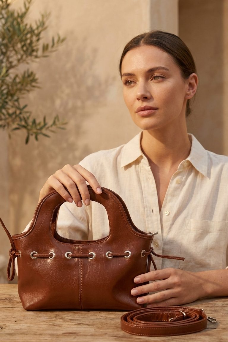 Varent Tan Faux Leather Women's Handbag