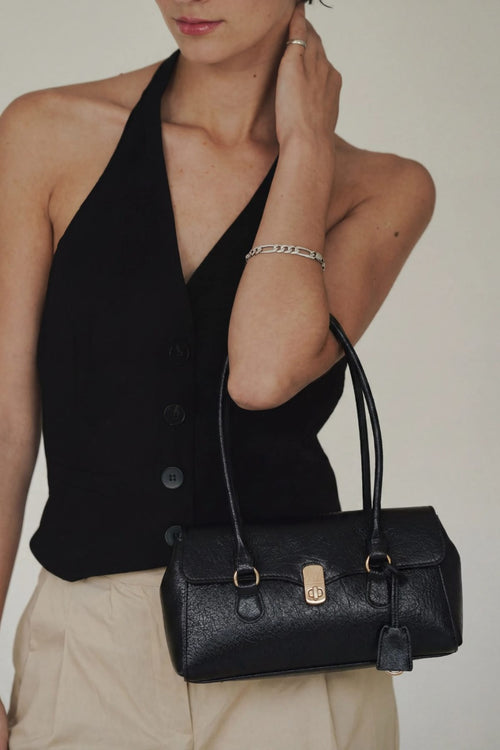 Belvis Black Faux Leather Women's Shoulder Bag