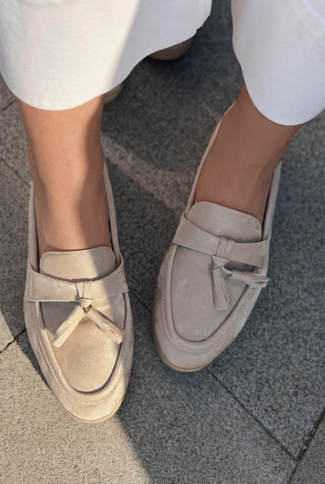 Yorvik Beige Satin Women's Loafers