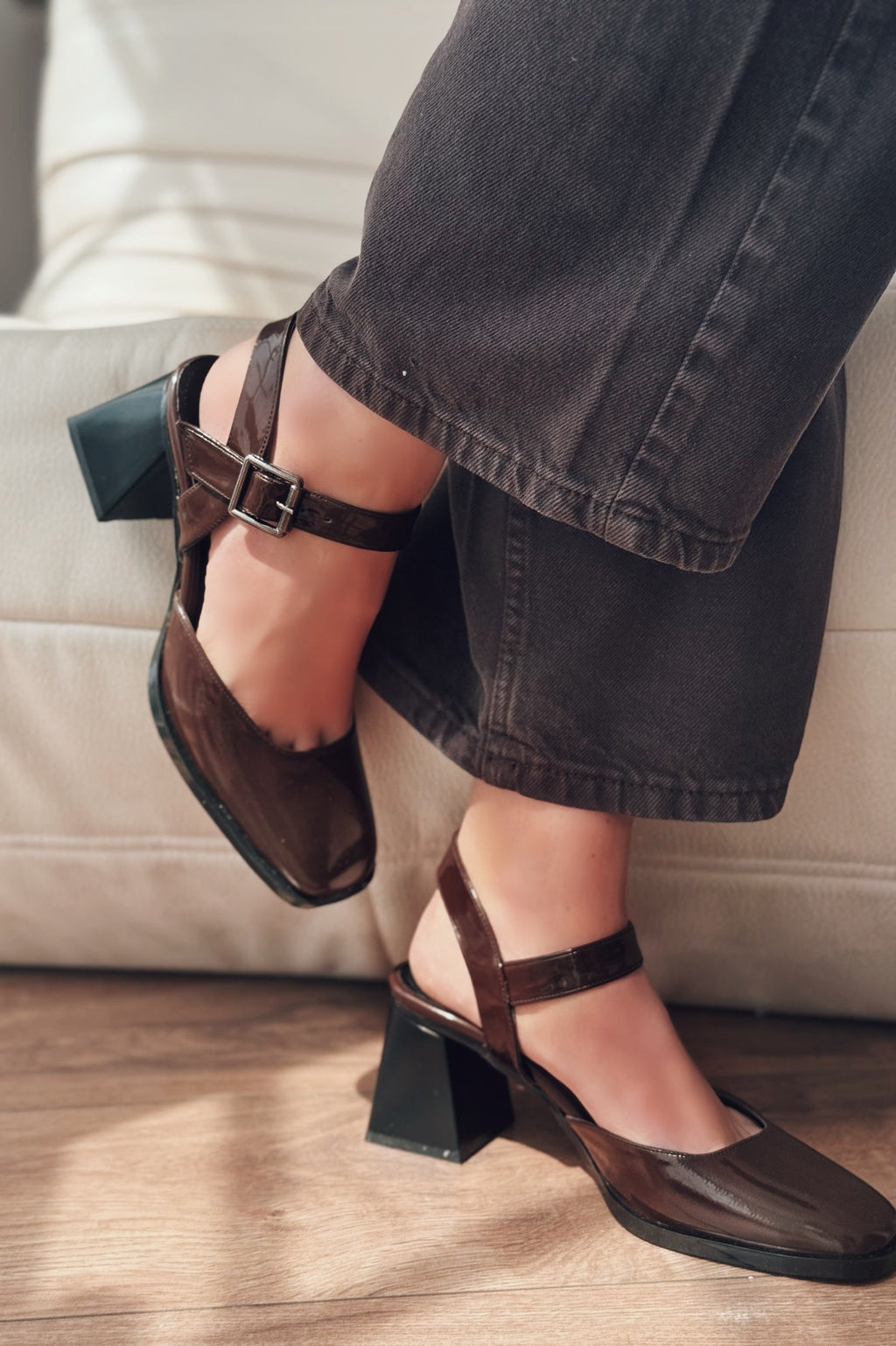 Melora Light Brown Patent Faux Leather Women's Mary Jane