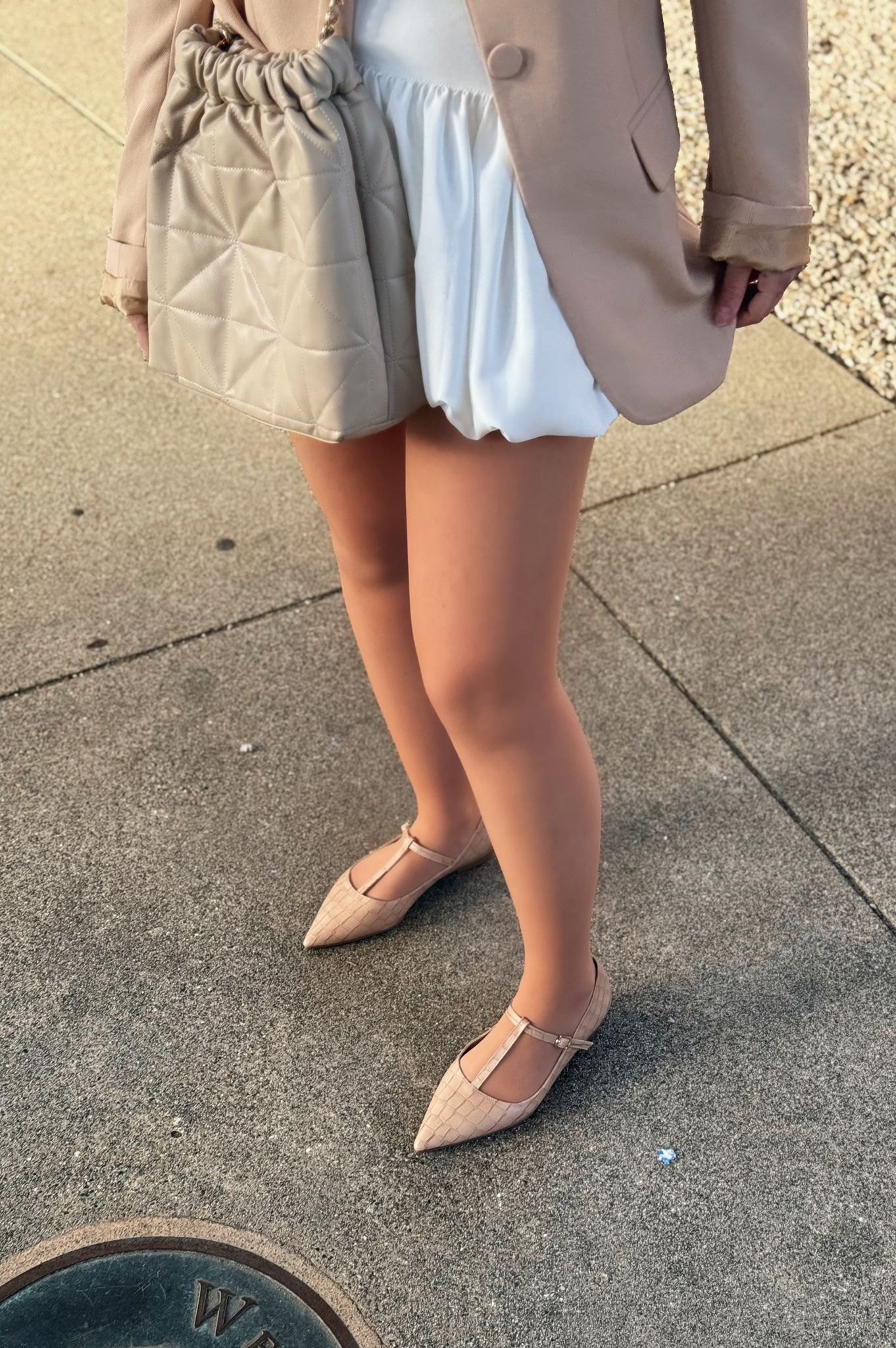 Cormel Nude Faux Leather Croc-Embossed Women's Flats